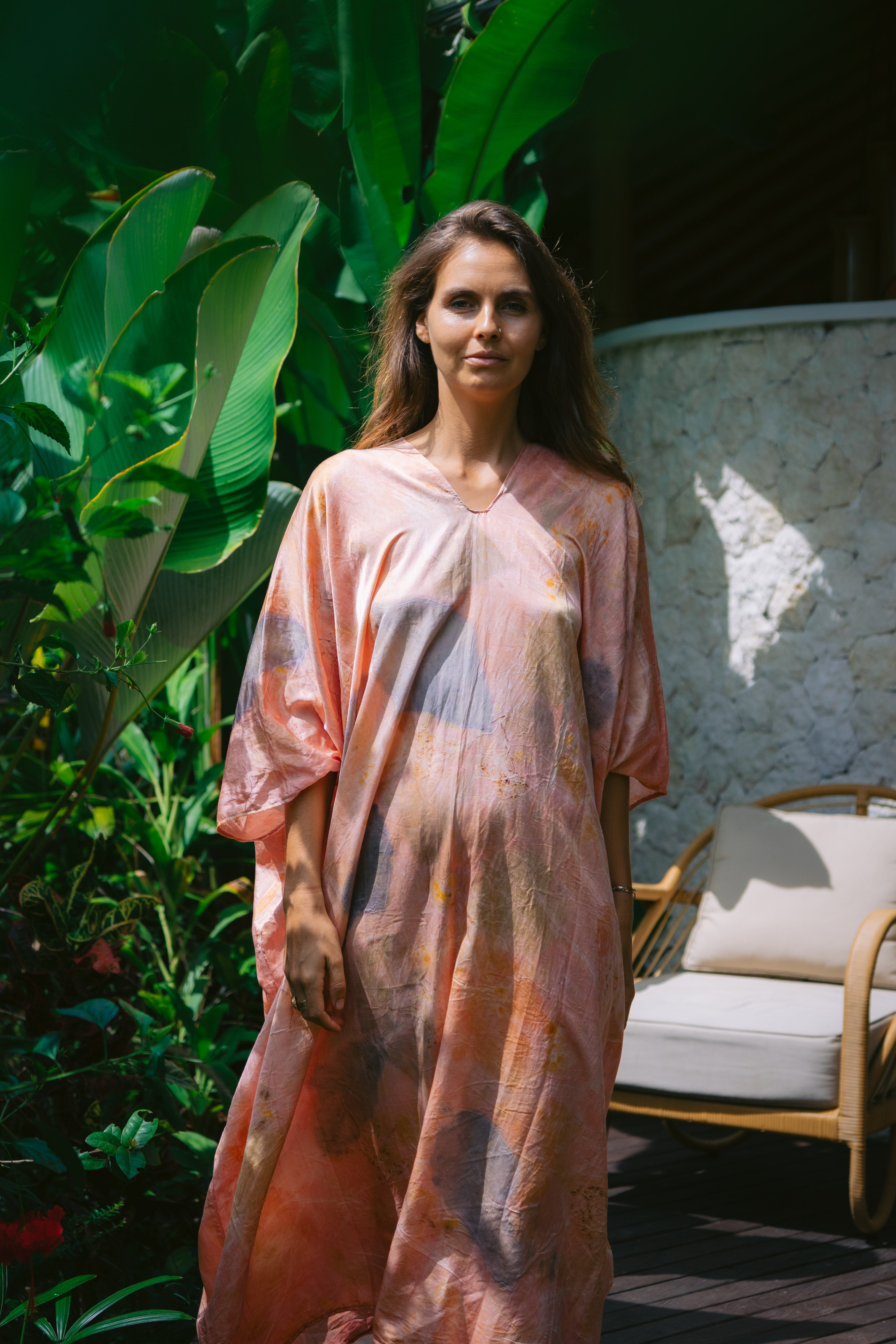 The Parvati – Pink Yellow, Blue & Purple Cotton Silk Eco Print Dress